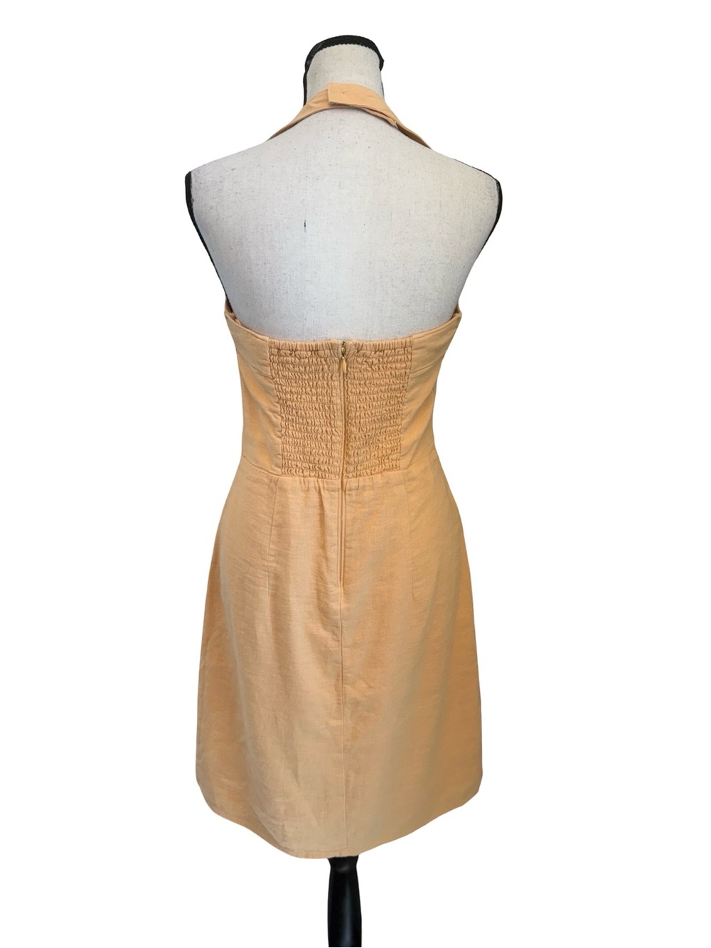 Abercrombie & Fitch Linen Blend Halter Mini Dress Peach Size Medium Tall - Picture 4 of 12